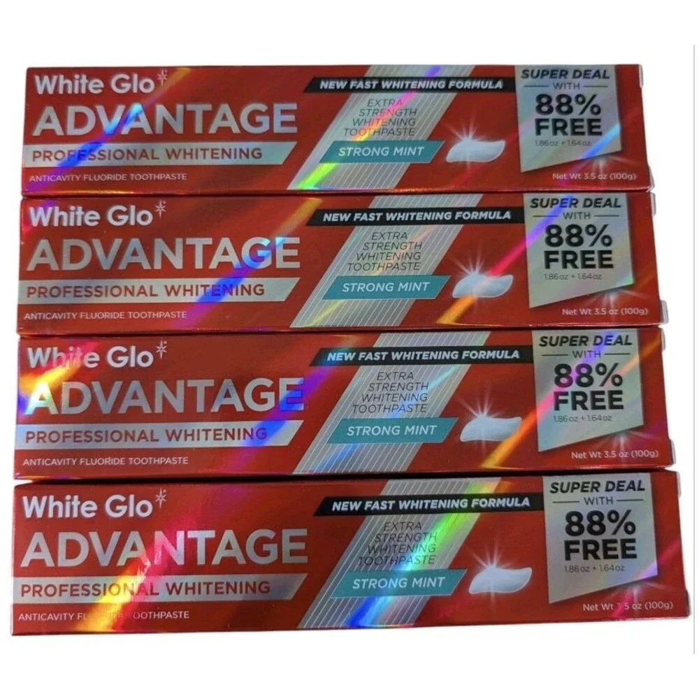4X WHITE GLO ADVANTAGE PROFESSIONAL WHITENING STRONG MINT TOOTHPASTE 🌿
